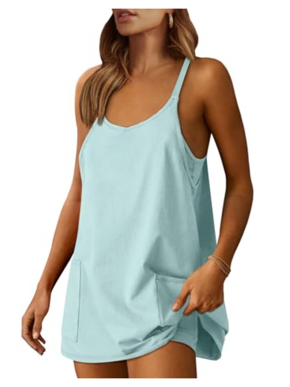 Womens Athletic Mini Dress with Built in Shorts